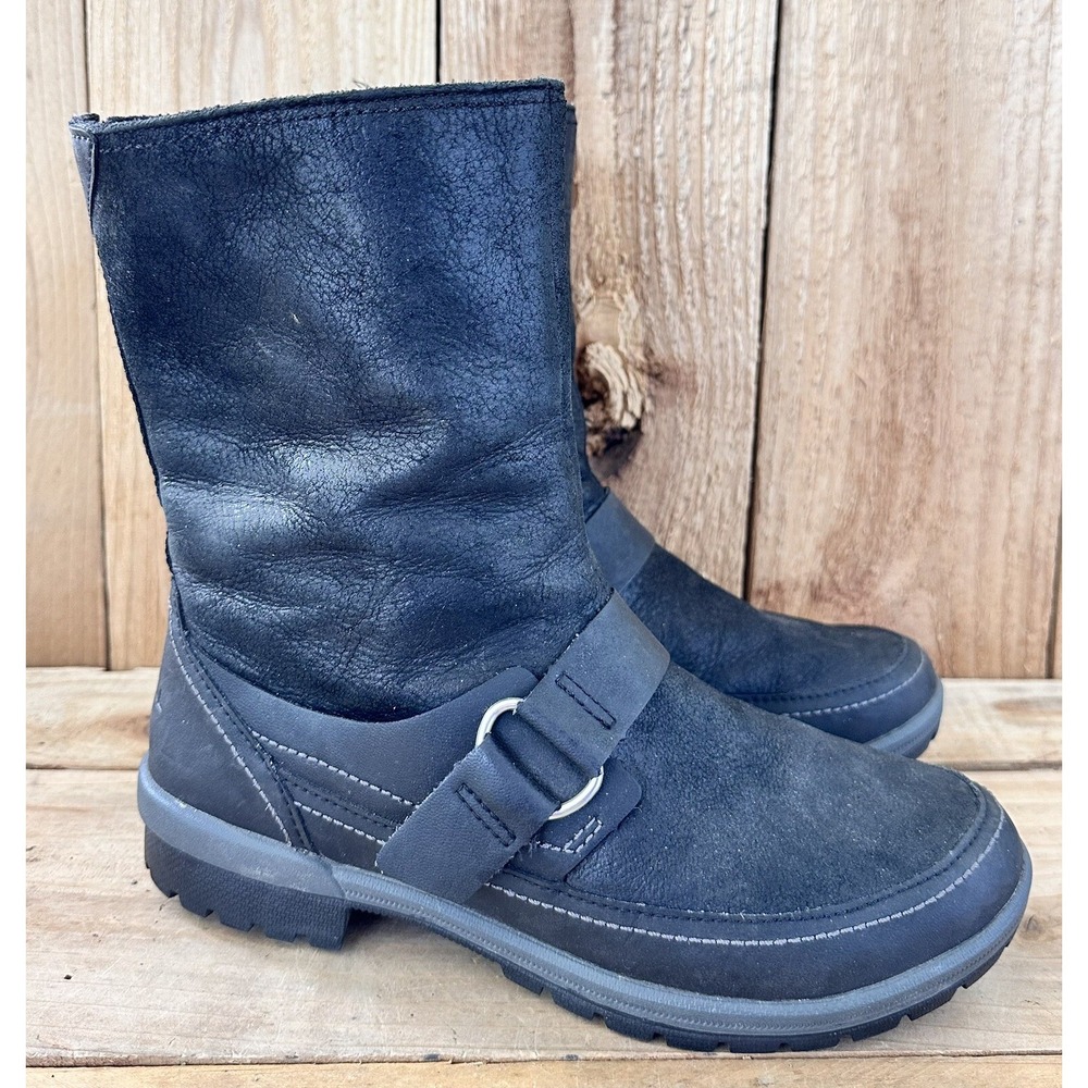 Merrell Boots Moto Buckle Black Leather J42446 Women’s Sz 8 / 38.5